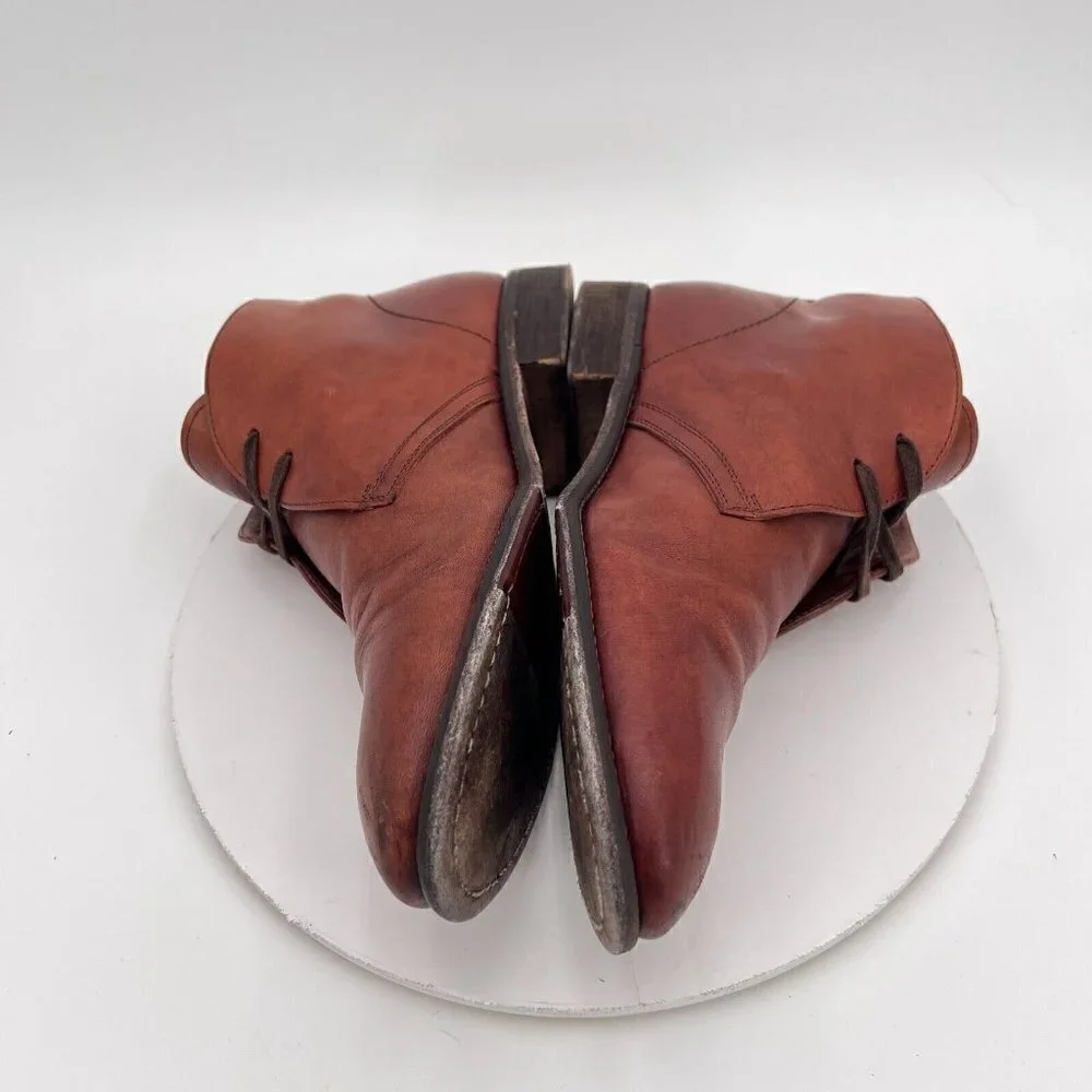 Johnston & Murphy Est. 1850 Men Sz 11 Brown Leather Plain Toe Chukka Ankle Boot